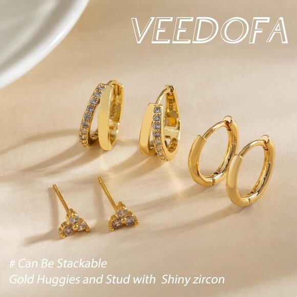 🆕 Women Gold Small Hoop Earrings Trendy Chunky Multiple Piercing Jewelry Gift - Picture 5 of 8